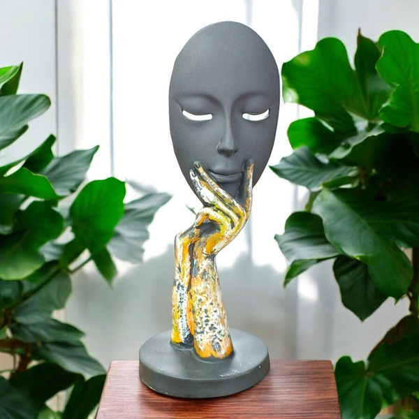 Sold By R R Global Exports Lady Face For Home Decor - H.10.5'' B.4'', Black, Polyresin