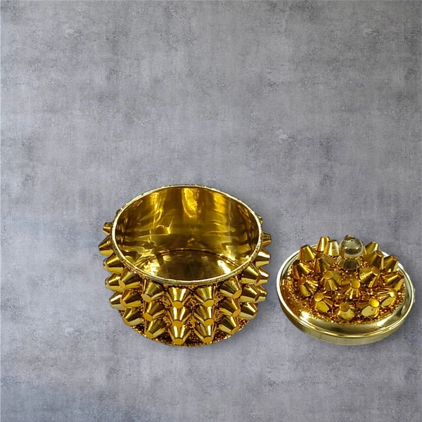 Sold By R R Global Exports Sindoor Box Kumkum Box - H.2'' B.2'', Gold, Brass