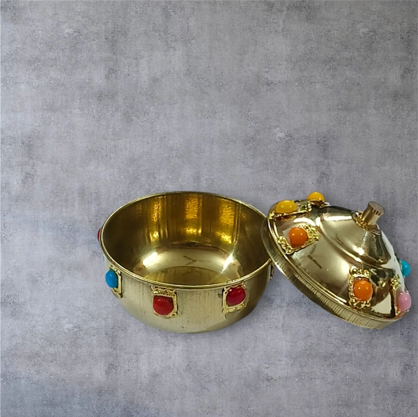 Sold By R R Global Exports Sindoor Box Kumkum Box - H.2'' B.2'', Multicolur, Brass