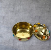 Sold By R R Global Exports Sindoor Box Kumkum Box - H.2'' B.2'', Multicolur, Brass