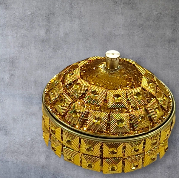 Sold By R R Global Exports Sindoor Box Kumkum Box - H.2'' B.2'', Gold, Brass