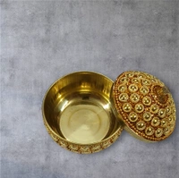 Sold By R R Global Exports Sindoor Box Kumkum Box - H.2'' B.2'', Gold, Brass