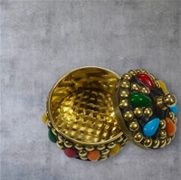 Sold By R R Global Exports Sindoor Box Kumkum Box - H.2'' B.2'', Multicolor, Brass