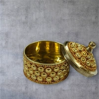 Sold By Homes Decor Sindoor Box Kumkum Box - H.2'' B.2'', Glod, Brass