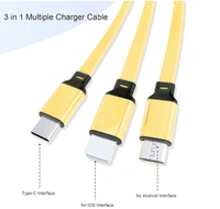 3 in 1 Retractable Charger Charging Cable (1 Pieces) - Cyan Aqua