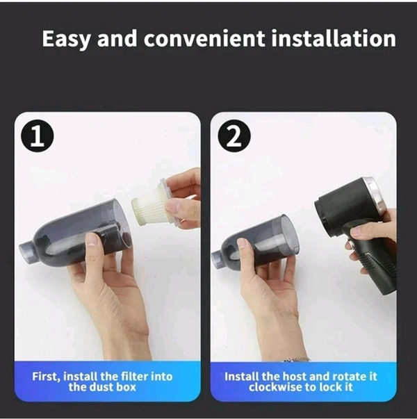 3 in 1 Car Mini Vacuum Cleaner with Blower Wireless Portable Rechargeable - Black