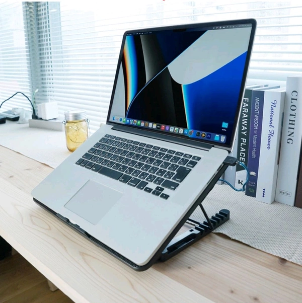 Laptop Cooler Cooling Pad with 2 Quiet Led Fans, Dual USB Ports, Portable Ultra Slim - Black