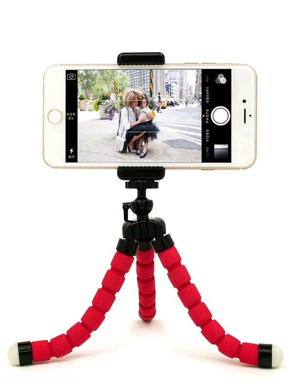 Portable Mini Octopus Tripod Stand with Phone Holder - Black