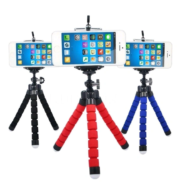 Portable Mini Octopus Tripod Stand with Phone Holder - Black