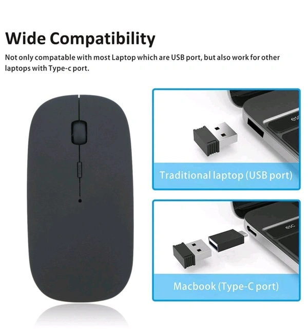 Wireless Mouse for Laptop / PC / Mac / iPad pro / Computer - Black