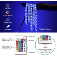 RGB LED Strip Lights, LED Mood Lights, Multi Coloured USB TV Backlight with Remote, TV PC Laptop Background Lighting, Home Movie Theater (1 Set)