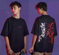 Comfy Modern Men Cotton Blend Tshirts Back Print Anime - Black, S