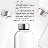 Glass Water Bottle, Set of 2, 1000 ml Each
