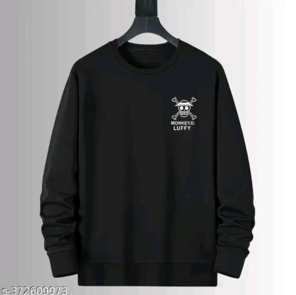 MENS ANIME BACK PRINTED SWEATSHIRT 220GSM COTTON - Black, L
