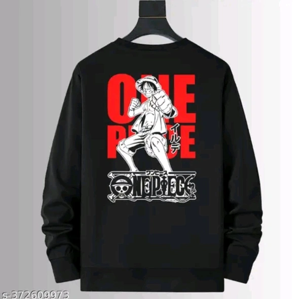 MENS ANIME BACK PRINTED SWEATSHIRT 220GSM COTTON - Black, XL