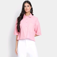 Ladies 100% Cotton Shirt  - Pink, M