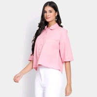 Ladies 100% Cotton Shirt  - Pink, M