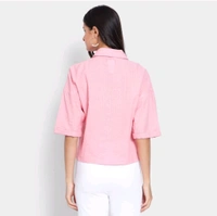 Ladies 100% Cotton Shirt  - Pink, L