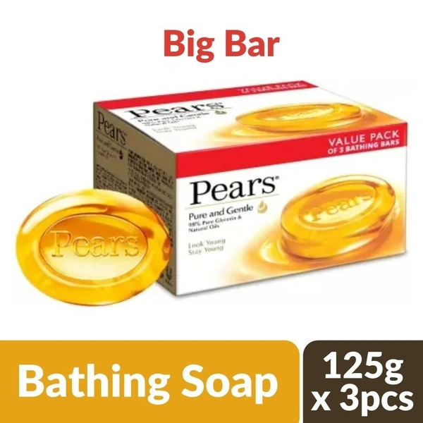Pears Pure and Gentle Glycerin Gel Bathing Soap  125g (Pack of 3)