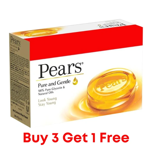 Pears Pure and Gentle Glycerin Gel Bathing Soap  75g (Pack of 4)