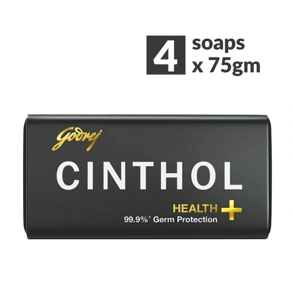 Cinthol Black Health+ Bathing Bar (99.9% Germ Protection Soap)  100g (Pack of 3)