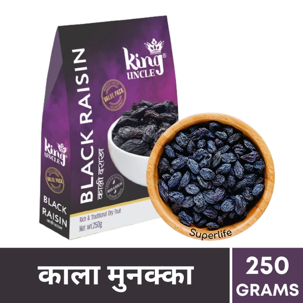 King Uncle Premium Kala Munakka / Black Raisins / Kali Darakh 250gm