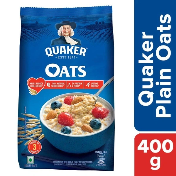 Quaker Plain Rolled Oats Flakes Wholegrain 400gm