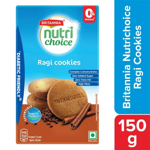 Britannia Nutri Choice Ragi Cookies (No Sugar & Hi Fibre) 150gm