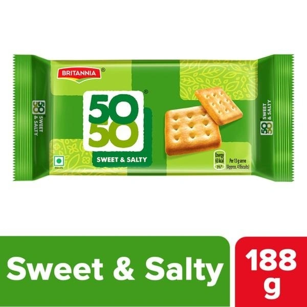 Britannia 50-50 Sweet and Salty Biscuits  188gm
