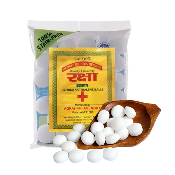 Raksha White Napthalene Balls (Best Quality)  100gm