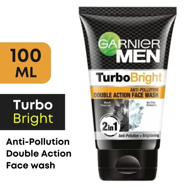 Garnier Men Turbo Bright Double Action FaceWash  100Gm tube