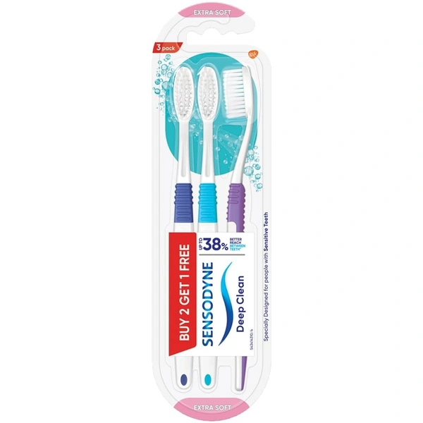 Sensodyne Deep Clean ToothBrush (Extra Soft)  3pcs (Multicolor)