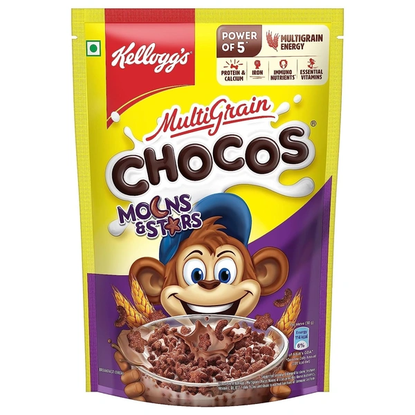 Kelloggs Chocos Moons & Stars Breakfast Chocolate Cereal for Kids 360gm