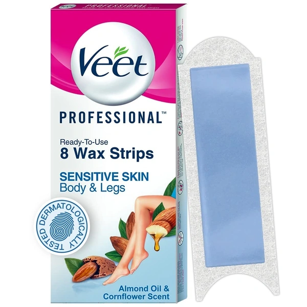 Veet Full Body Waxing Strips Kit for Sensitive Skin  8 strips