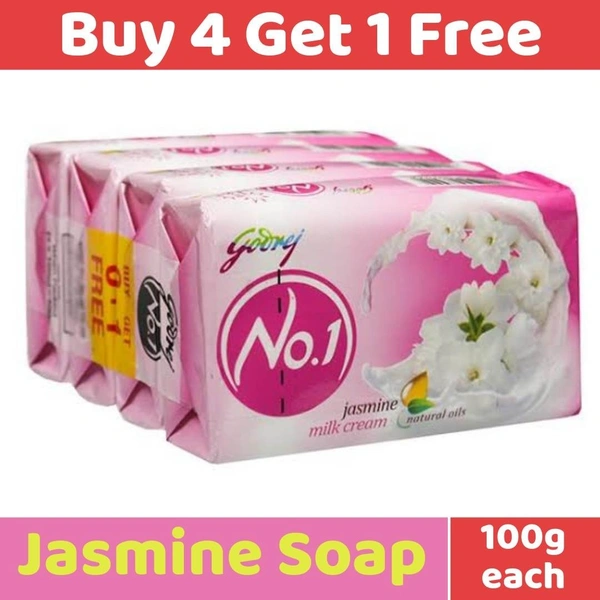 Godrej No.1 Soap Jasmine Milk Cream  (100gm x 5) pack