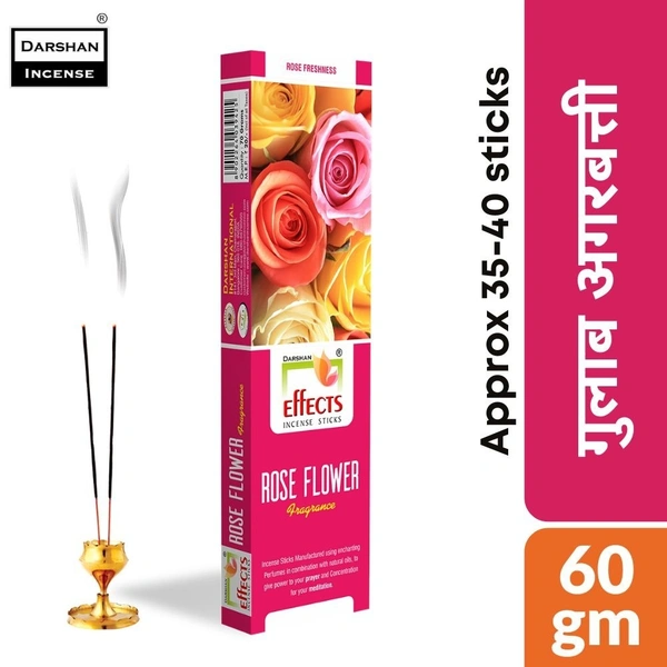 Darshan Effects ROSE FLOWER Fragrance Agarbatti  60gm