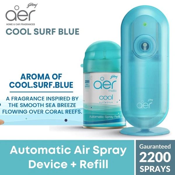 Godrej aer Automatic Air Freshener COOL BLUE  Device + 250ml(Refill Can)