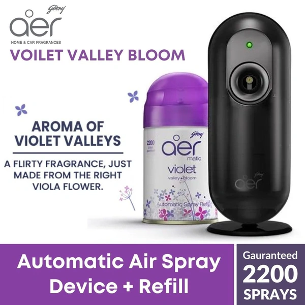 Godrej Aer Automatic Air Freshener Violet Valley Bloom  Device + 250ml(Refill)
