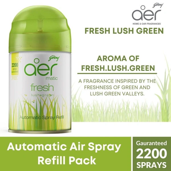 Godrej aer Automatic Air Freshener Fresh Lush Green  225ml (Refill Can)