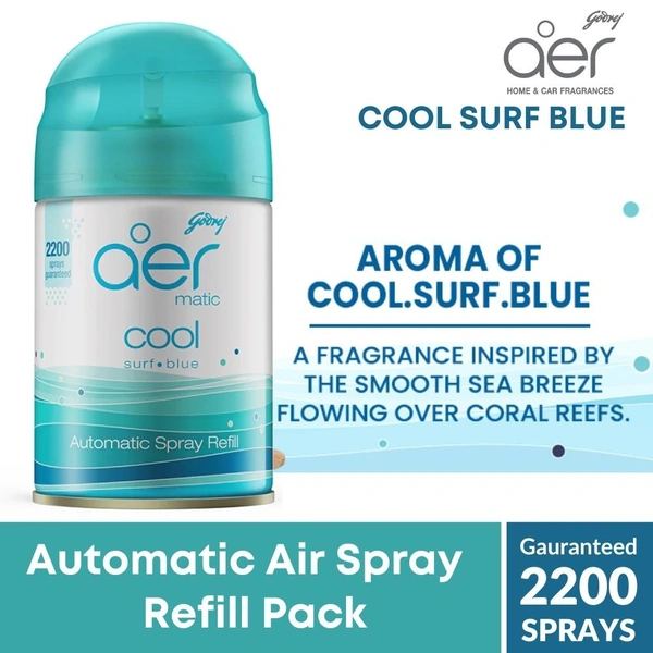 Godrej aer Automatic Air Freshener COOL SURF BLUE  225ml (Refill Can)