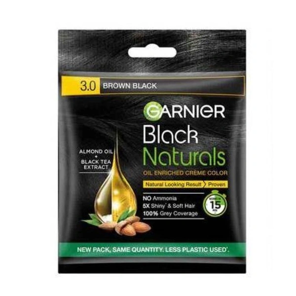Garnier Black Natural Creme Hair Color (BROWN BLACK - No.3)  (20ml+20gm) 