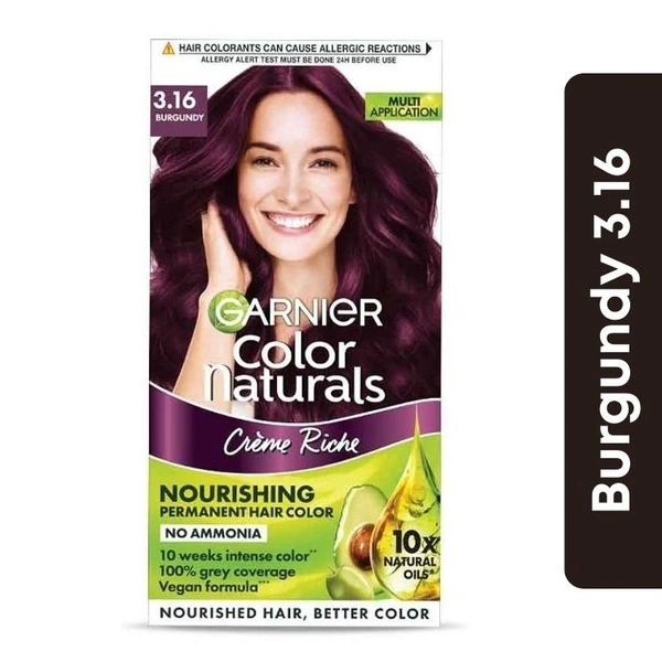 Garnier Color Naturals Creme Hair Color (Burgundy - 3.16No.) Big  (70ml + 60gm) 