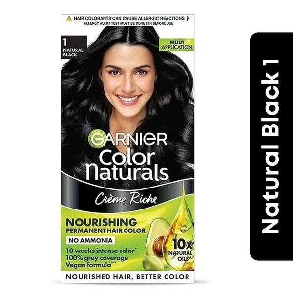 Garnier Color Naturals Creme Hair Color (Natural Black - 1No.) Big  (70ml + 60gm)