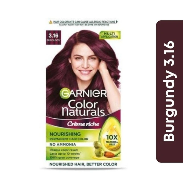 Garnier Color Naturals Creme Hair Color (Burgundy - 3.16No.) Small  (35ml + 30gm)