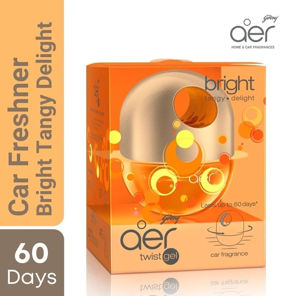 Godrej AER Twist Gel Car Freshner (Bright Tangy Delight)  45gm (Upto 60 Days)