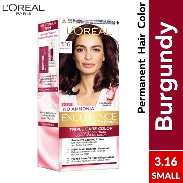 Loreal Paris Excellence Creme Hair Color (Burgundy - 3.16No.) Small  (25ml + 25gm) 