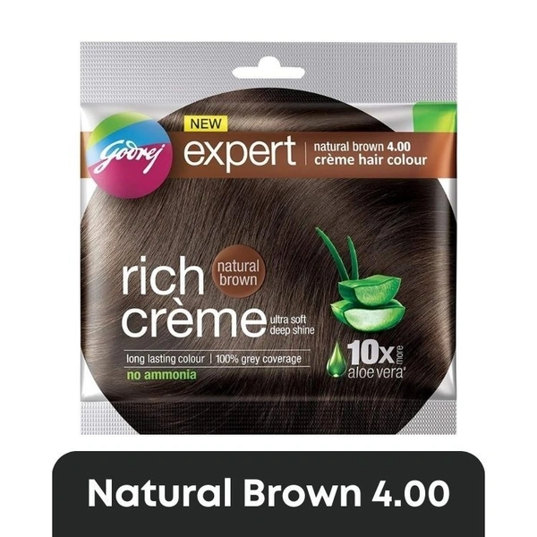 Godrej Expert Rich Creme Hair Colour (Natural Brown 4.00)  (20gm + 20ml) 