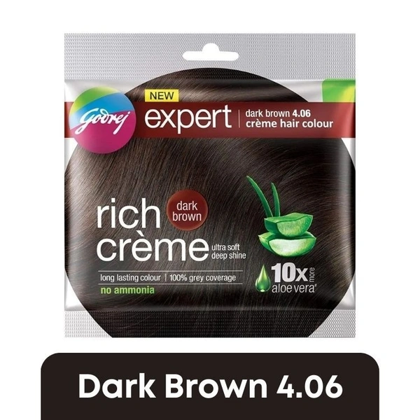 Godrej Expert Rich Creme Hair Colour (Dark Brown 4.06)  (20gm + 20ml)