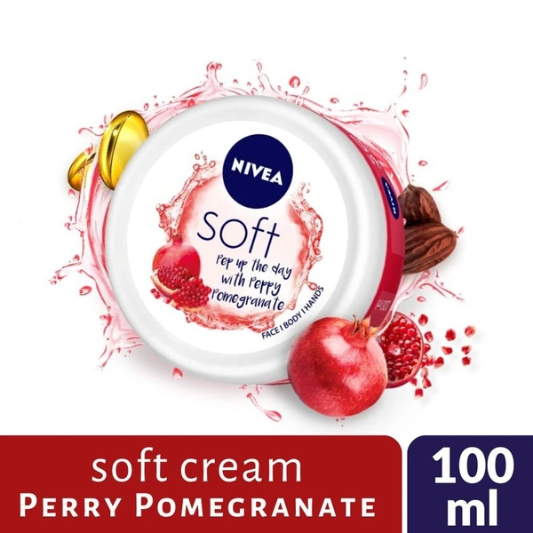 Nivea Soft Perry Pomegranate Light Moisture Creme (All Season)  100ml pot