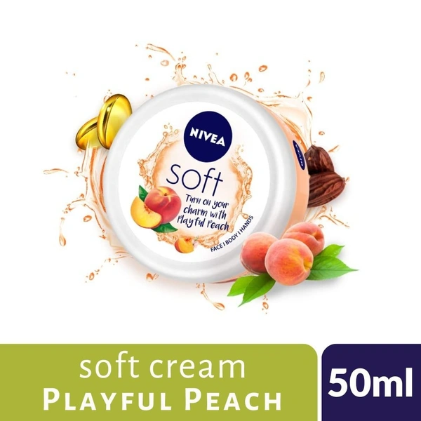 Nivea Soft Playful Peach Light Moisture Creme (All Season)  50ml Pot